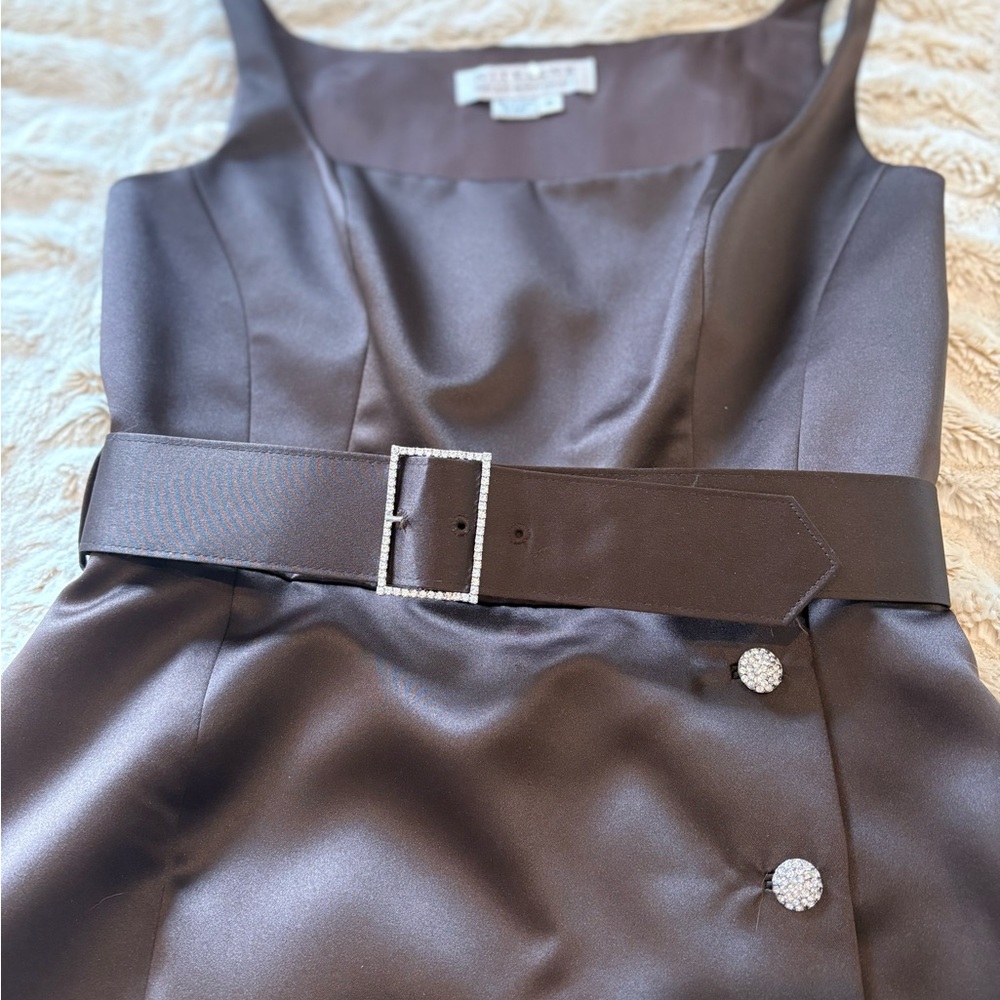 Niteline Chocolate Satin Dress - Picture 2 of 3